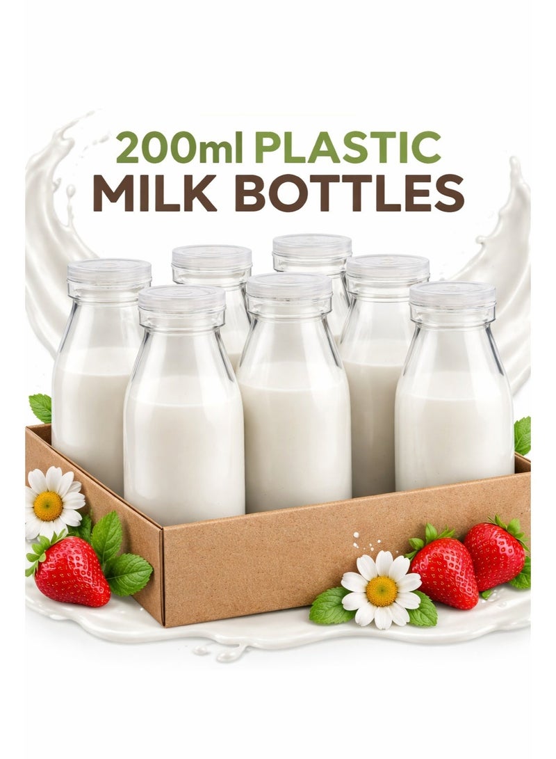 Luxoraq 200ml Plastic Juice Bottle with Caps, (Pack of 12) Clear Milk Bottles, Reusable Juice Containers with Leak-Proof White Lids, BPA-Free Smoothie Water Bottles for Homemade Beverages, Kombucha - Image 4